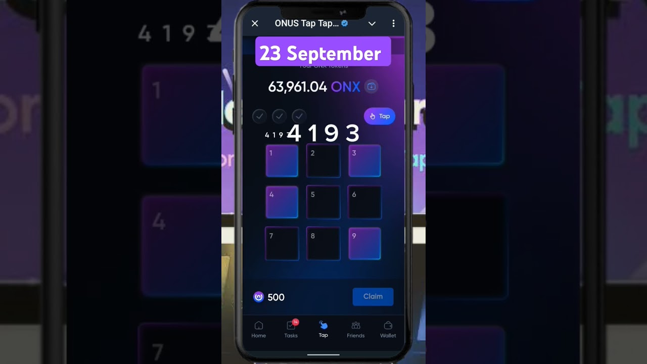 Onus daily code 23 September | daily code onus tap tap | Onus 