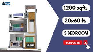 5 Bedroom 20x60 Duplex House Plan  | 5BHK 1200 sqft Ghar Ka Design | DESIGN to HOUSE