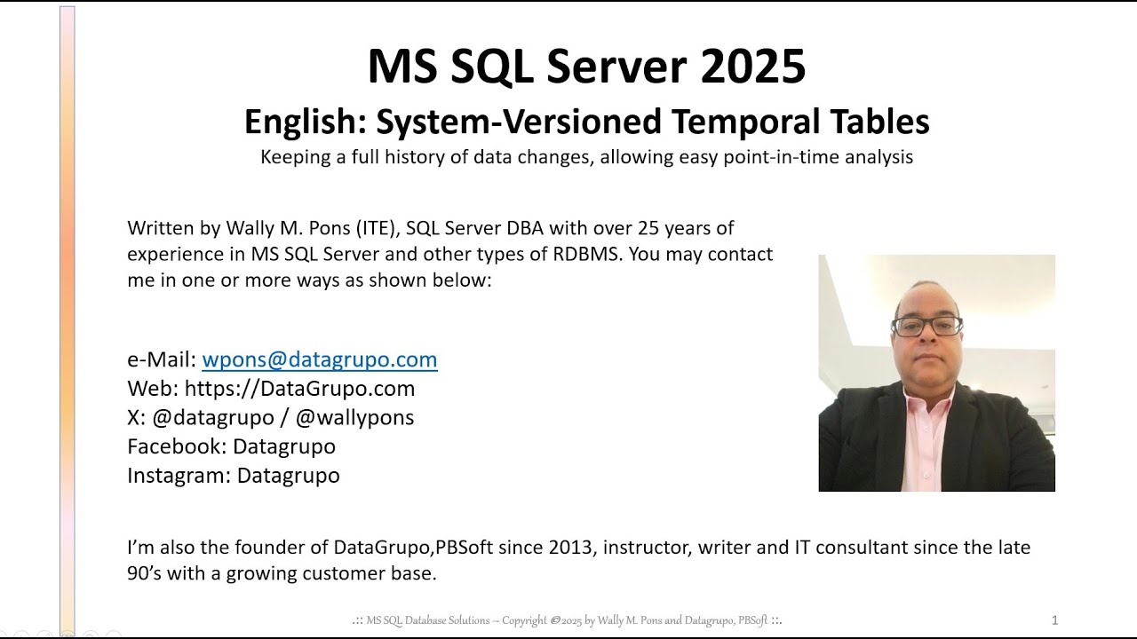 MS SQL Server :: English: System-Versioned Temporal Tables - YouTube