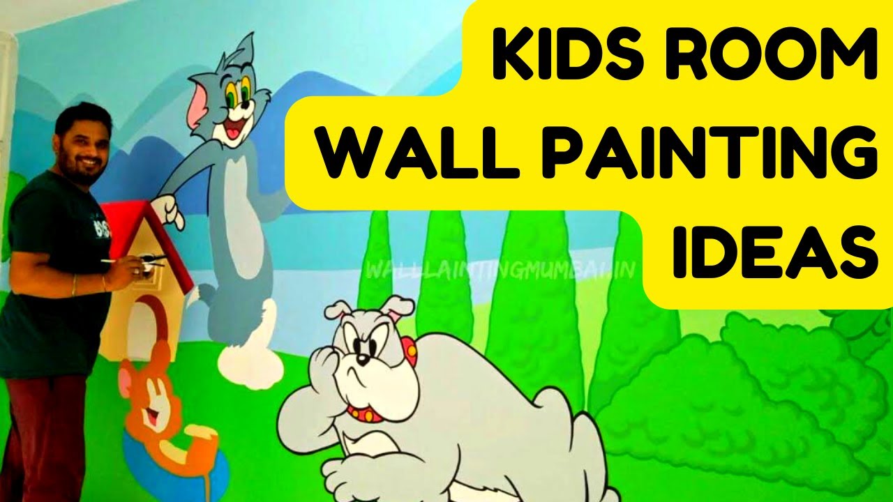 Wall Painting ideas for kids Room | Tom and Jerry Cartoon Wall Painting, Children's Room Wall Art