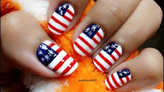 4th July Nail Art Tutorial || United States Independence Day Special Nail Art