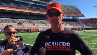 Oregon State coach Gary Andersen talks about his team after Thursday's practice
