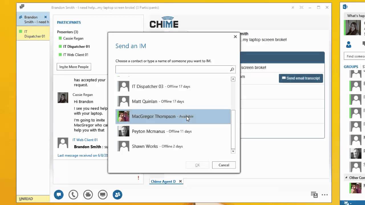 Chime Click to Chat Transfer Chat to Another Agent YouTube