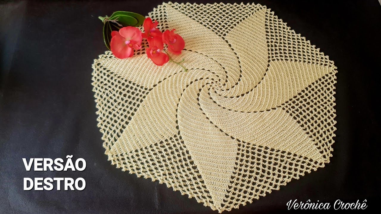 💛💐Centro de mesa em croche espiral com a linha de seda/Passo a passo/Para iniciantes(Versão destro)