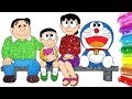 Nobita's Family in The House | Draw and Color Doraemon ドラえもん Cartoon with Glitters| KURO TV☆