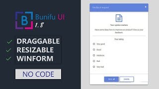 (NO CODING) Modern Borderless Draggable Resizable WINFORMS BUNIFU UI 1.8