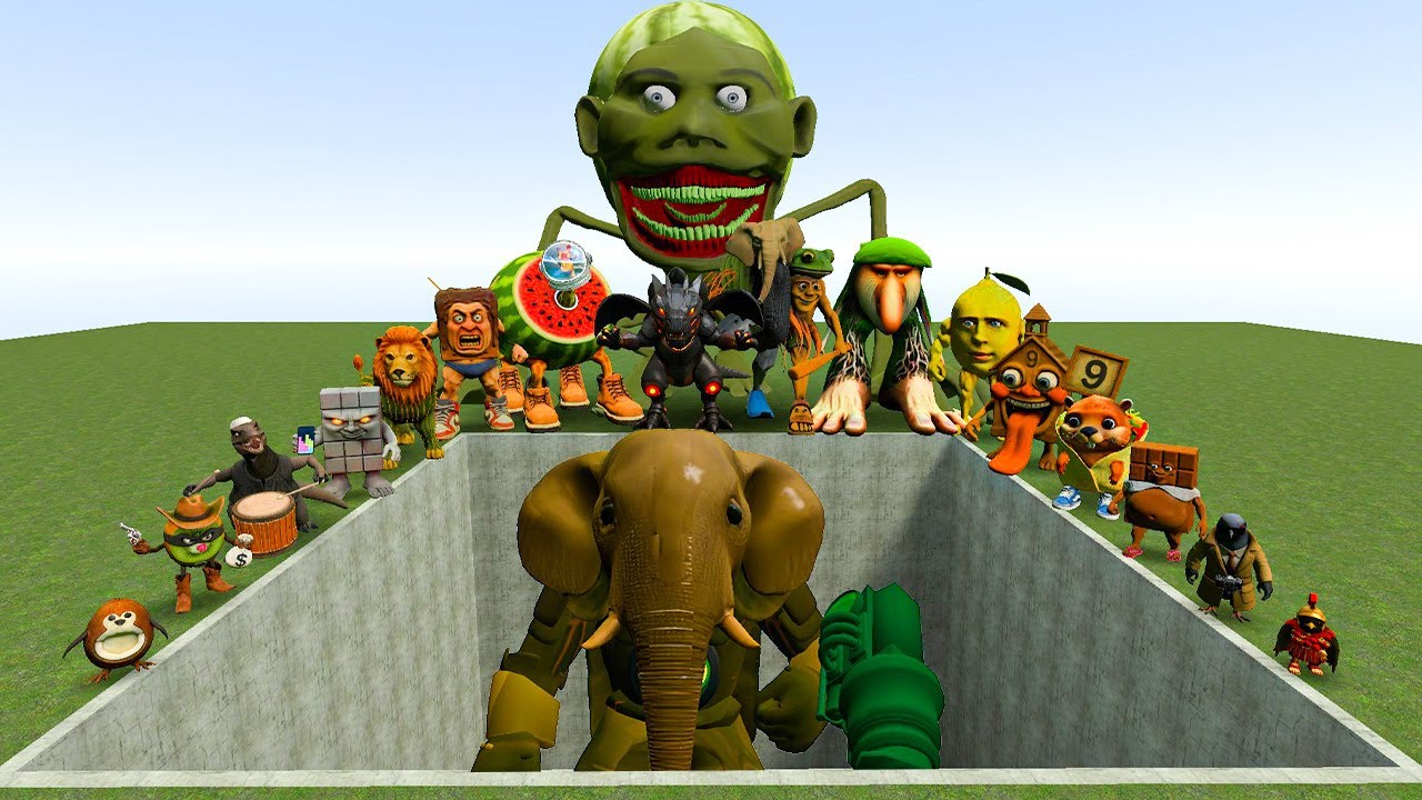 ALL NEW ITALIAN AI BRAINROT MEMES VS THE GIANT PIT WITH MECHA TITAN LIRILA LARILA ! - Garry's Mod