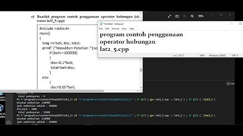 program penggunaan oprator hubungan c++ | algorithma