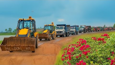 JCB 3dx Xpert loading mud in Mahindra 475 Di tractor JCB khudai work JCB cartoon video JCB farming