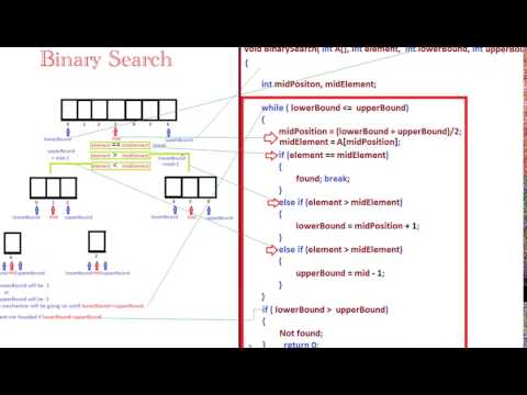 visualization of binary search with code in c++