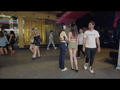 街拍广州夜生活 酒吧街 老外都忍不住多看两眼中国美女 nightlife,China walk,China Street,Guangzhou,bar Street