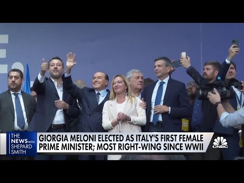 Far right italian politician giorgia meloni elected italy's first female pm