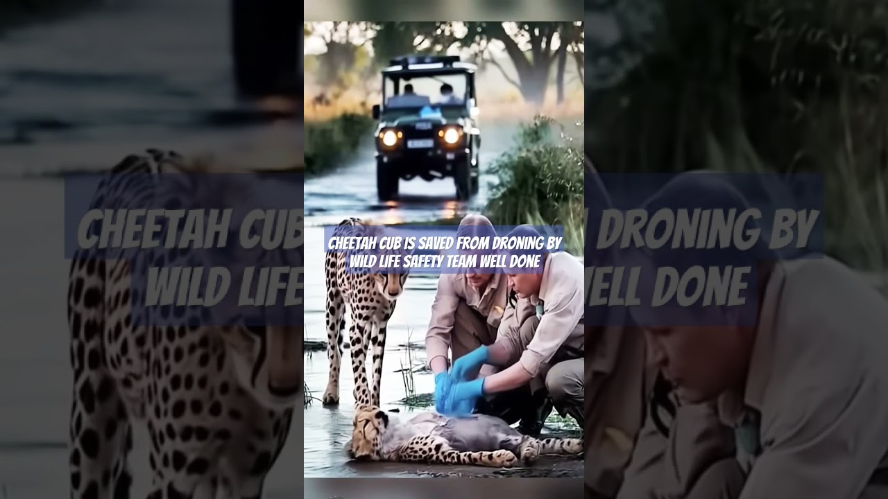 Cheetah cub is saved from droning by wild life safety team well done 