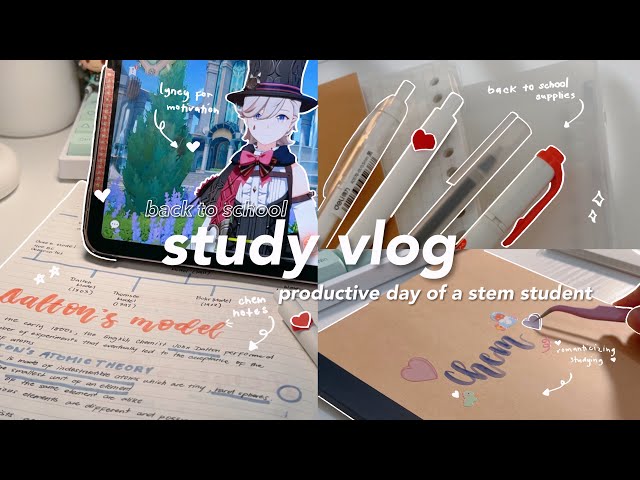 productive study vlog 💌 aesthetic notes taking, studying for