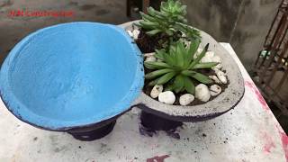 DIY - Cement -  Creating Flower Pots very Easyyyyyyyyy!!!!