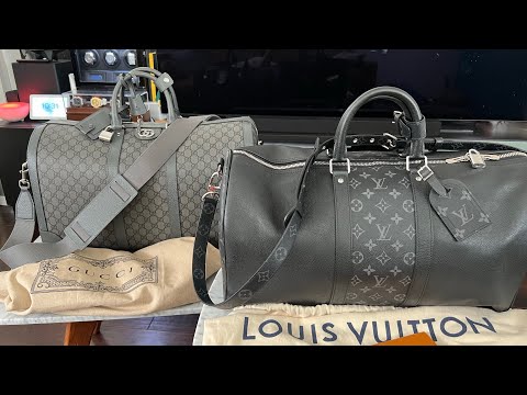 New collection comparison: Gucci Large Savoy Grey vs Louis Vuitton  Bandouliere 50 taiga eclipse - YouTube
