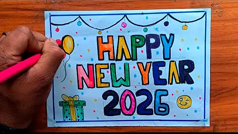 New Year 2026 Celebration Drawing | Simple Fireworks and 2026 Numbers