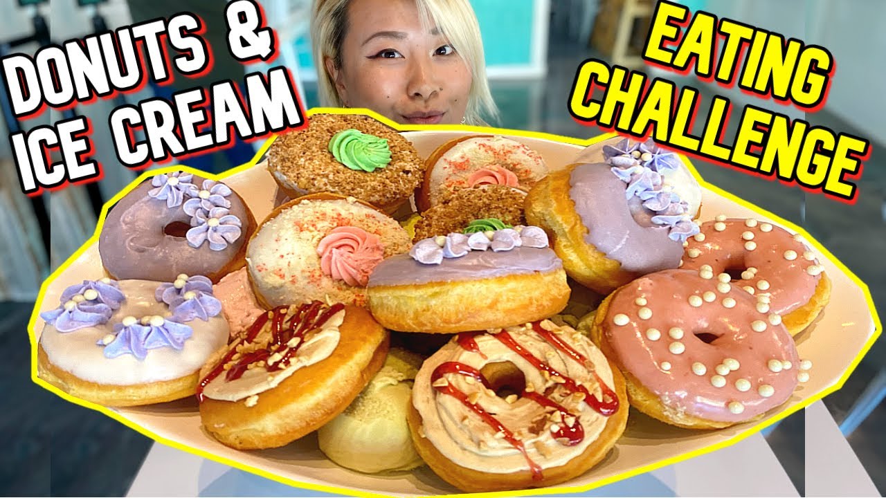 DONUTS AND ICE CREAM CHALLENGE!!! in Atlanta, GA #RainaisCrazy - First time trying fried gator!