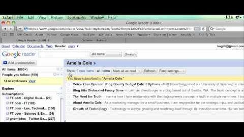 Demo: adding an RSS feed in Google reader. Screencast
