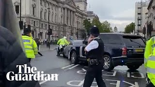 Boris Johnsons Car Struck From Behind As Protester Runs In Front Of Convoy