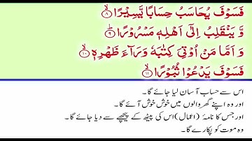 Surah Al Inshiqaq(84) سورة الانشقاق with Urdu and Hindi translation