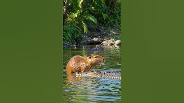 Capybara vs Crocodile: The Chillest Animal Faces a Killer 🐊🦫 #Shorts