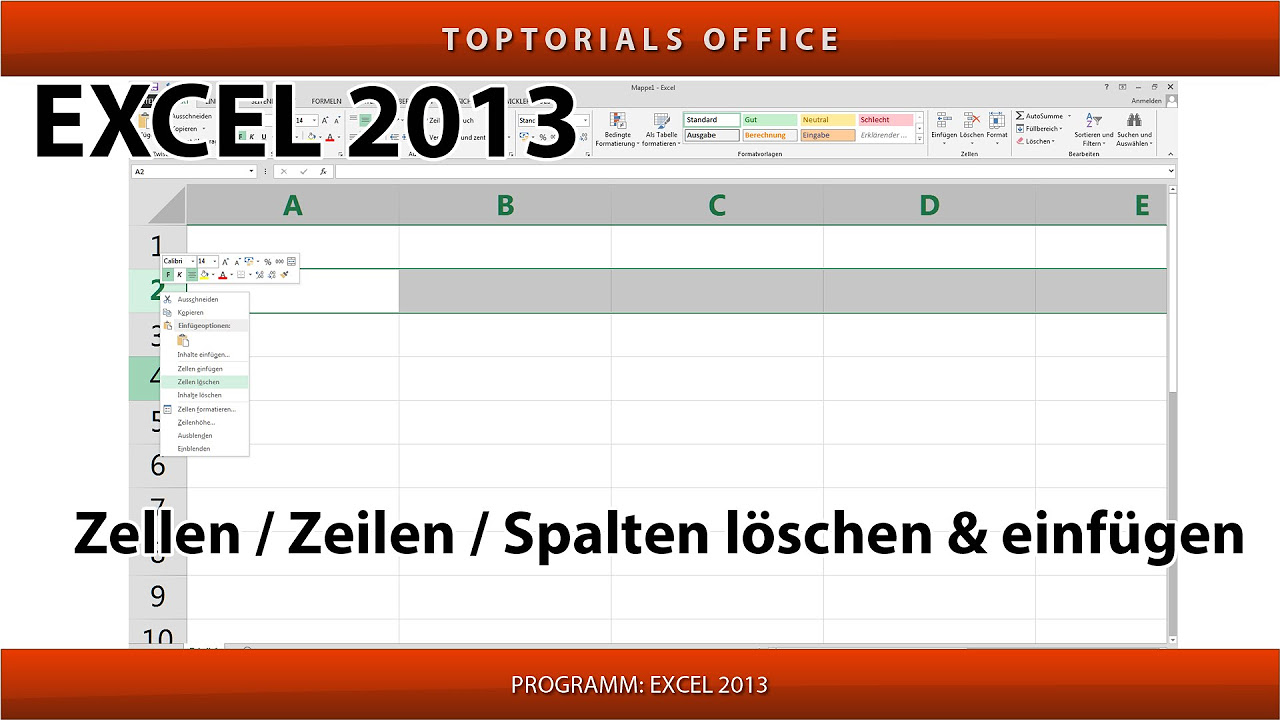 New Update Zellen, Zeilen oder Spalten LÖSCHEN und EINFÜGEN (Excel)