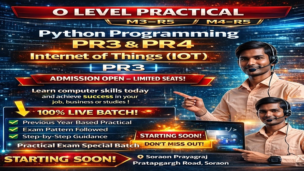 🔥 O LEVEL PRACTICAL SPECIAL Python Programming (PR3 & PR4) + Internet ...