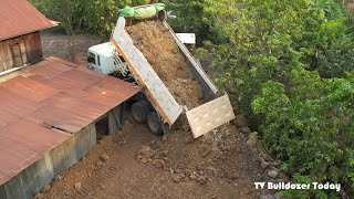 Incredible Project Bulldozer Pushing Soil And 5 Ton Dump Truck