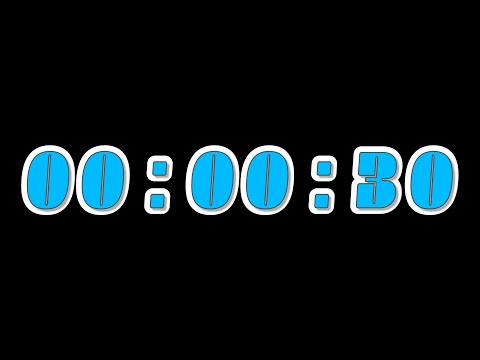 30 Seconds Countdown Timer with Alarm & Time Markers / Chapters - Blue & White - Outline