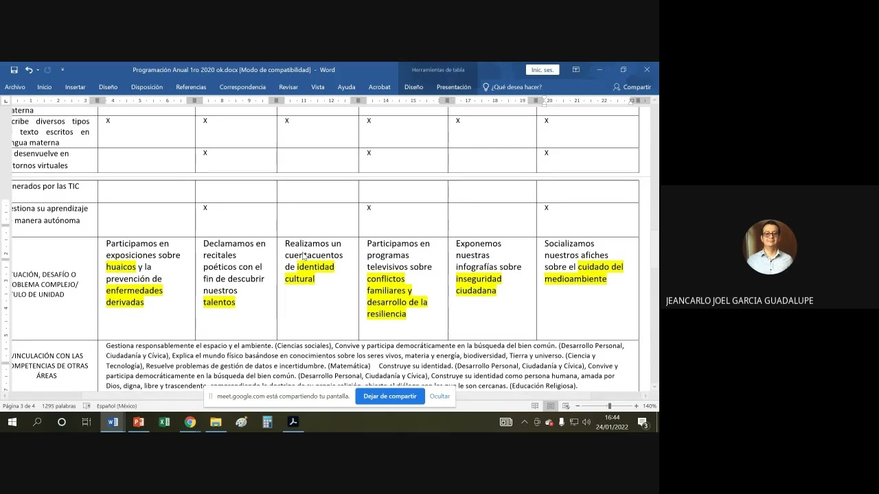 Planificación anual (Programación curricular anual)
