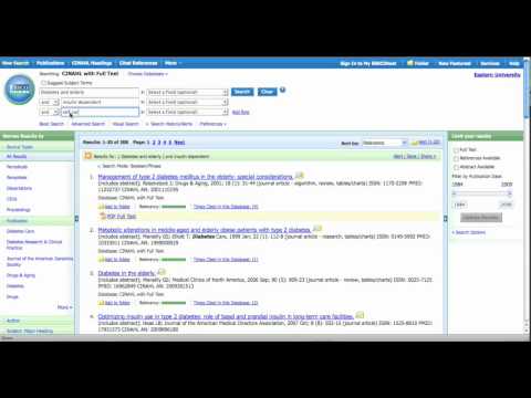 CINAHL: A Simple Keyword Search (revised 12/11/2009)
