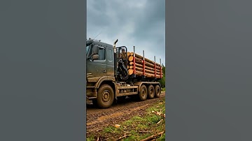 Truck carrying many logs | Full Load: Timber Truck Carrying Many Logs