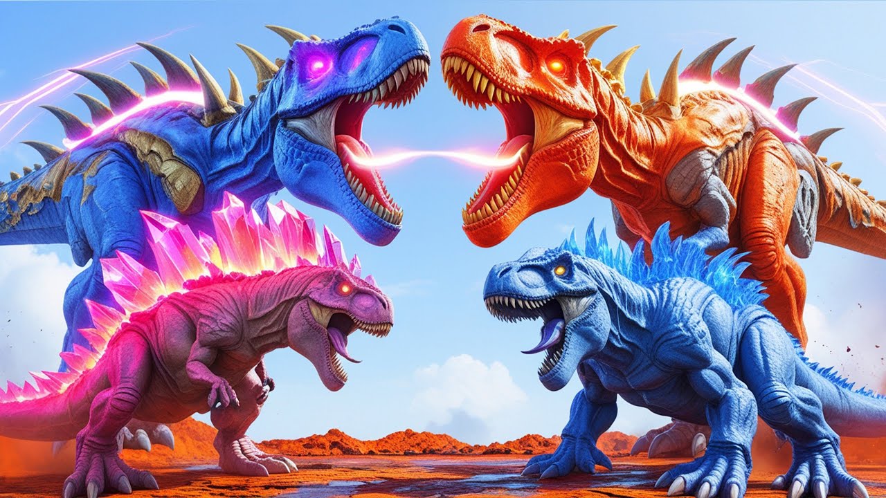 All Dinosaurs Fighting Tyrannosaurus Rex vs NEW Indominus Rex Brachiosaurus Jurassic World Evolution