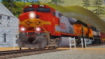 BNSF 779 leads a short empty coal train in trainz a new era