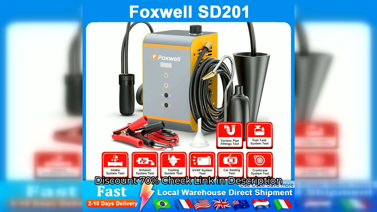 FOXWELL SD201 12V Car Smoke Leak EVAP Smoke Leak Tester Machine Vacuum Fuel Pipe Oil Leakage Detecto