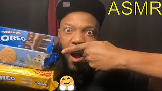 ASMR Midnight snack Oreo cookies with milk so relaxing 😌 (Ear To Ear Eating Sounds )