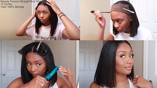 The Most Easy Install And Slayed Bob Wig |Ft Beauty Forever Hair