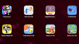 Paparazzi!!,Take Em All,Yoga Instructor 3D,Fix&Repair,Hyper Sniper 3D,Trap Rooms 3D,Maze.io 3D screenshot 4