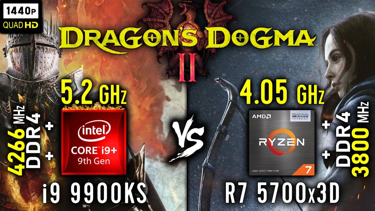 i9 9900KS max OC vs Ryzen 7 5700x3D - test in Dragon's Dogma 2