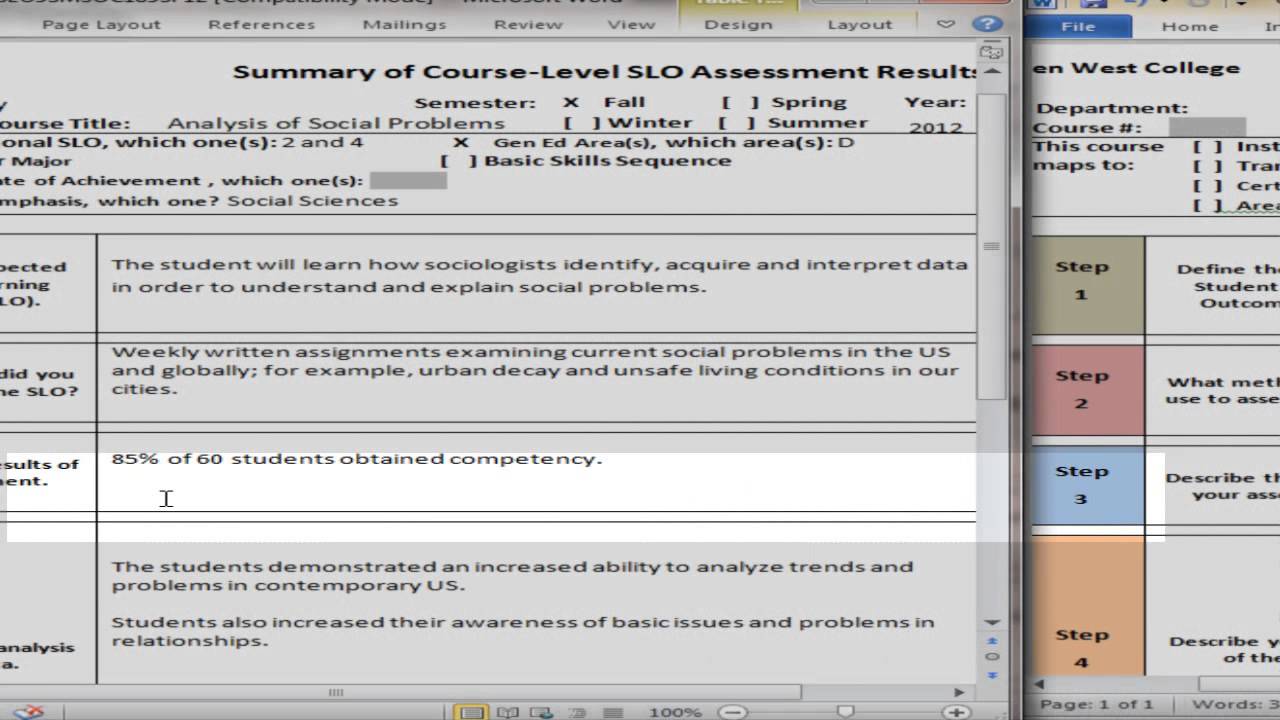 GWC Student Learning Outcomes - Completing 5-Step Model - YouTube