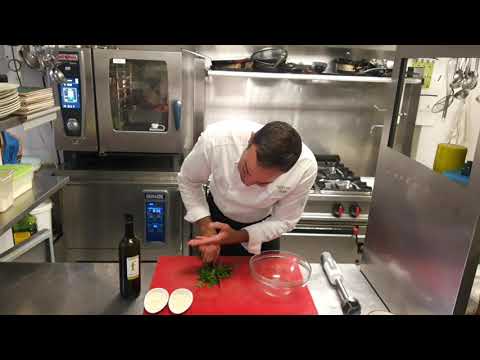 Fiori di Zucca Ripieni di Ricotta, Gratinati, su Crema di Menta