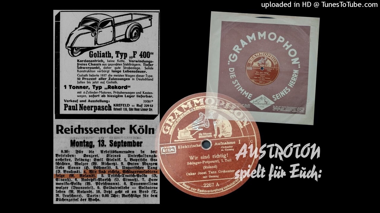 Oskar Joost Tanzorch., Spree-Revellers (voc): Wir sind richtig ! - Schlagerpotpourri (Berlin 1936)