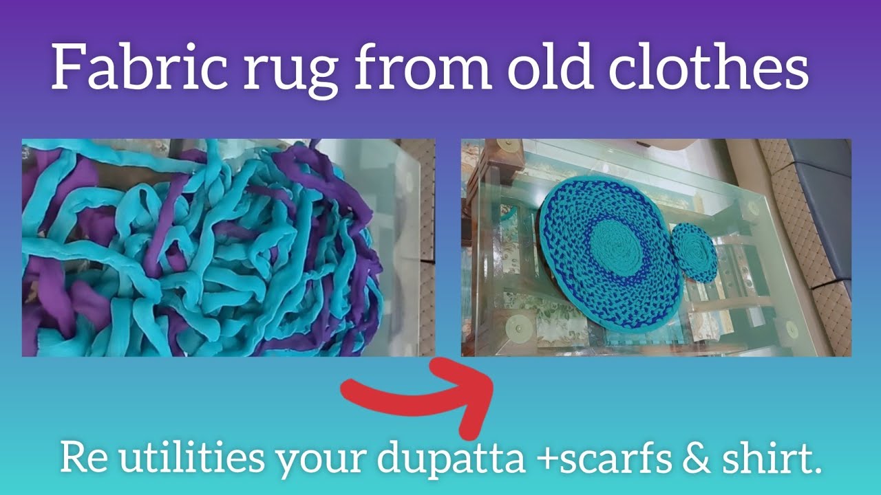 How to make a rug/table mat/table coaster..Old clothes recycle idea..rug from old clothes