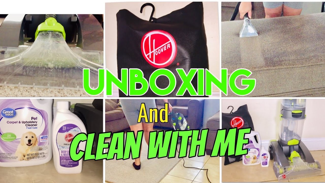 Clean with me\\ unboxing\\ hoover pro pet carpet cleaner YouTube