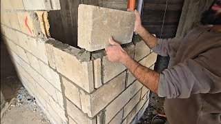 Concrete Block Wall Construction Process | Masonry Work