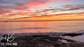 Beautiful Sunrise at the Beach with Calming Sound of Waves | 4K Ultra HD