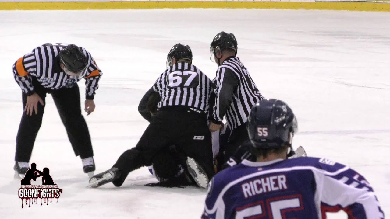Hubert Poulin Vs Eric Laplante Predateurs Vs Blizzards LNAH Hockey Fight Oct 16 2015