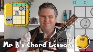 How to play the Gm7 chord | Mr B's Ukulele Channel