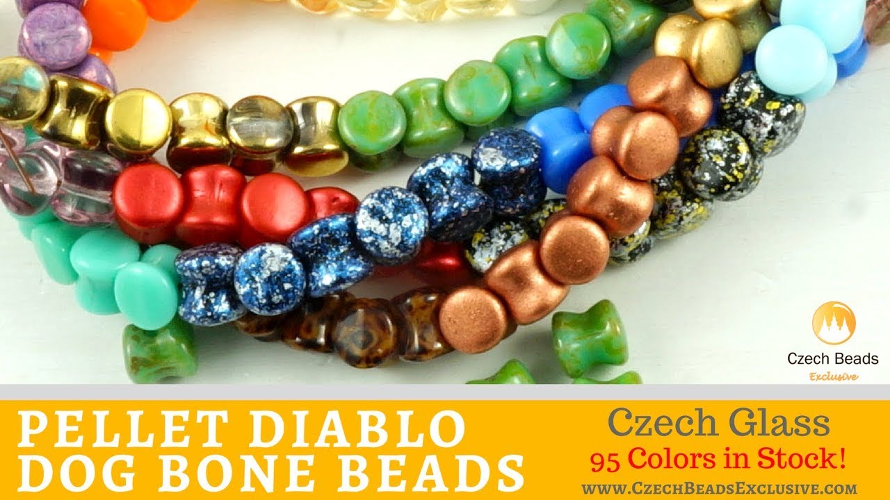 PELLET Diablo Dog Bone Czech Glass Beads - New Arrivals